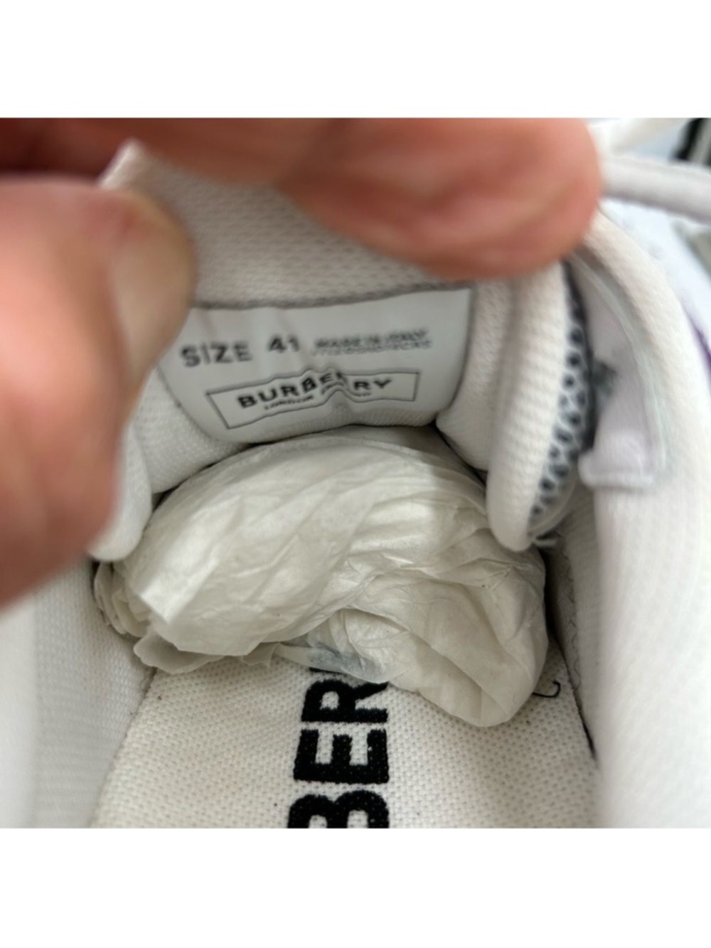 Men’s Burberry logo print trainer sneakers size 8, made in Italy - Picture 9 of 10